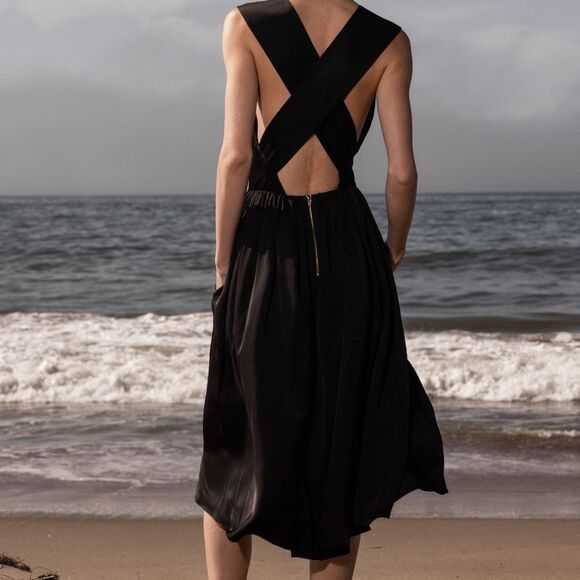 Heidi Merrick NWT  Black Sleeveless back criss Cross Dress Xs - Picture 14 of 16